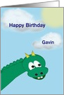 Custom Name Birthday, Cartoon Dragon for Child card