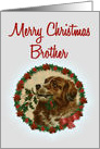 Merry Christmas Brother, Vintage Saint Bernard with Holly Branch card