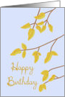 Happy Birthday, Gold Autumn Leaves card