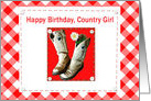 Birthday Card for a Country Girl, with Worn Cowgirl Boots and Daisy card