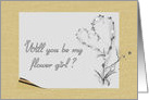 Flower Girl Request Simple Elegance Blue Gray and Tan card