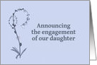 Announcing Engagement of Daughter, Simple Blue Floral Spray card