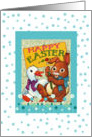 Happy Easter Vintage bunny and blue polka dots card