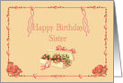 Happy Birthday Sister, Beaded Frame, Pink and Peach card