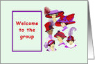 Welcome to the group, Victorian Ladies Wearing Red and Purple Hats card