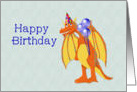 Happy Birthday, cute cartoon dragon, juvenile card