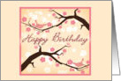 Happy Birthday, birds and blossoms card