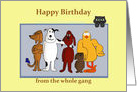 Happy Birthday from Whole Gang, Group of Cartoon Animals card