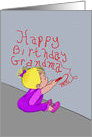 Happy Birthday Grandma Little Girl Writes on Wall card