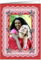Red Plaid and Lace Americana Country Photo Card