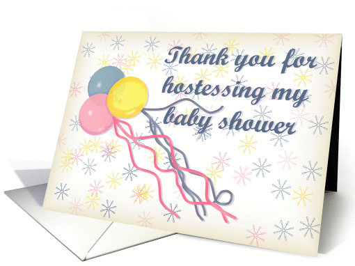 Thank You for Baby Shower Hostess, pastel balloons card (1027597)