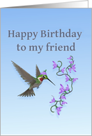 Happy Birthday Friend Ruby Throated Hummingbird card