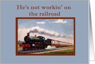 Retirement from Railroad, Vintage Steam Train card