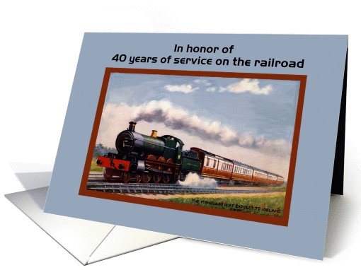 Retirement from Railroad, Vintage Steam Train, customizable card
