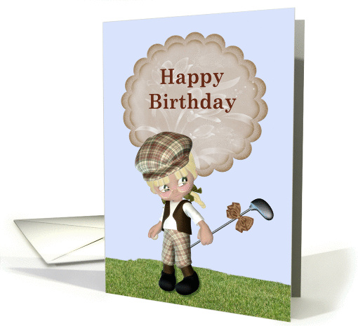 Happy Birthday, young girl golf theme card (1046301)