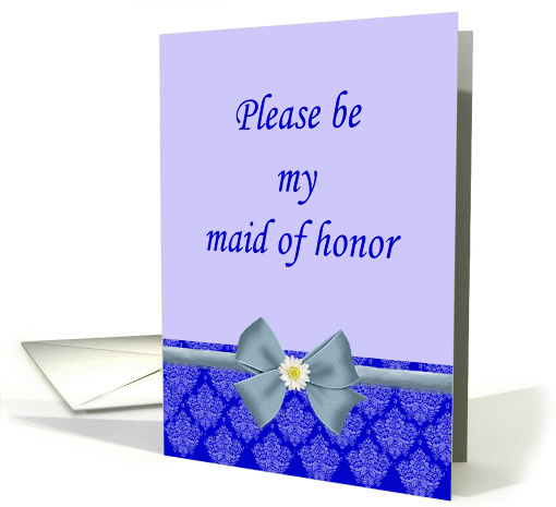 Maid of Honor Invitation blue with bow and daisy card (1055935)