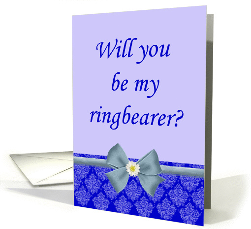 Ring Bearer request, blue with ribbon and daisy card (1055941)