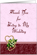 Pink and Burgundy Wedding Party Thank You card