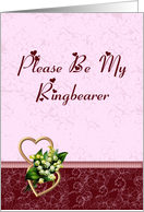 Pink and Burgundy Ring Bearer Request card