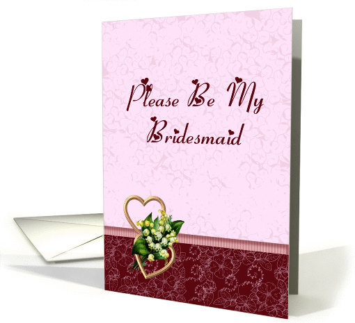 Pink and Burgundy Bridesmaid Request card (1057897)