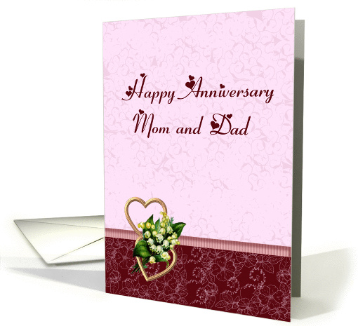 Pink and Burgundy Happy Anniversary Mom and Dad card (1058069)