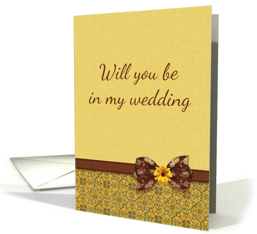 Be in my Wedding Request Country Brown Golden Yellow card (1060411)