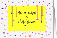 Baby Shower Invitation, Customizable gender neutral colors with stars card