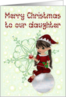 Merry Christmas to our daughter, little girl elf card