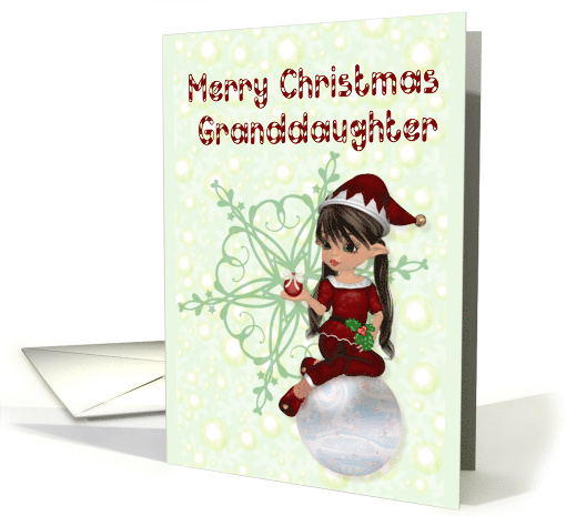 Merry Christmas Granddaughter, Cute Little Girl Elf card (1067679)