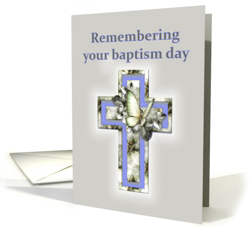 Baptism Anniversary, Cross and Butterfly card (1073016)