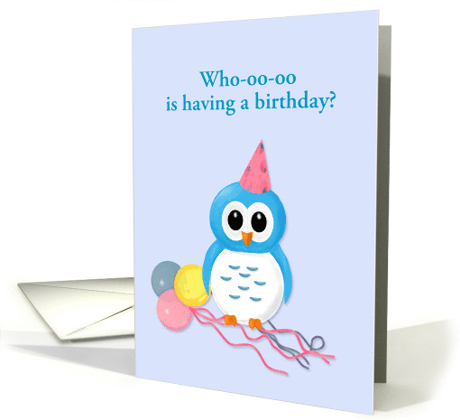Happy Birthday, With Cute Cartoon Owl, Customizable card (1073502)