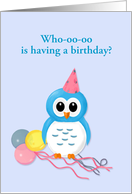 Happy Birthday, With Cute Cartoon Owl, Customizable card