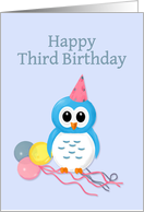 Happy Third Birthday with Cute Owl card