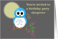 Birthday Sleepover Invitation with Cute Owl and Moon card