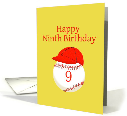 Ninth Birthday, with Baseball Softball Red Cap card (1075126)