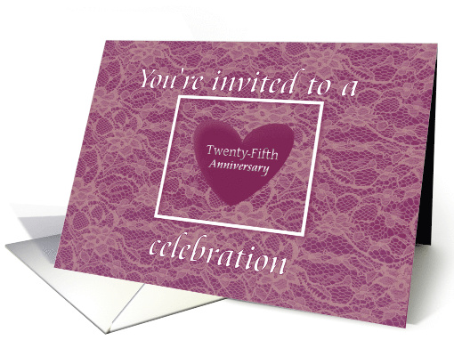 25th Wedding Anniversary Celebration, Purple White Silver card