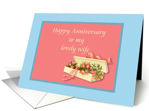 Anniversary to Wife, coral and blue card (1084776)