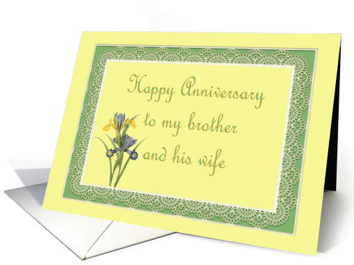 Happy Anniversary to brother and wife, iris card (1086370)