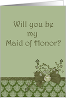 Be my Maid of Honor Sage green card