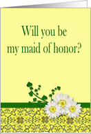 Maid of Honor request with daisies card