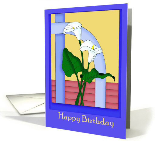 Happy Birthday White Calla Lilies card (1107506)