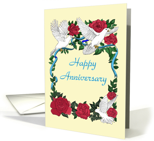 Rose and Doves Romantic Happy Anniversary card (1107538)