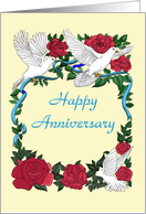 Rose and Doves Romantic Happy Anniversary card