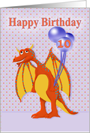 Happy Birthday Ten Year Old, Friendly Dragon card