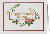 Happy Birthday Grandma, with Vintage Pink Rose card