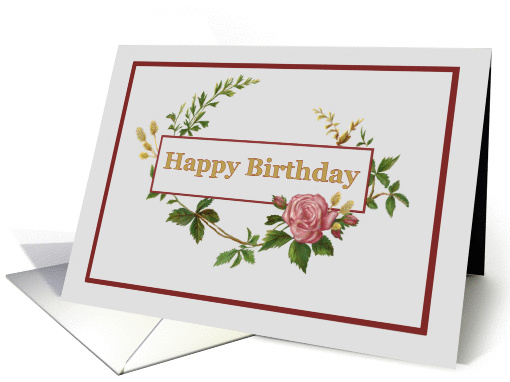 Happy Birthday, with Vintage Pink Rose card (1376202)