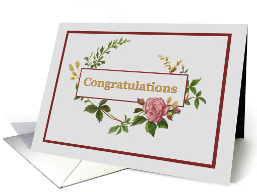 Congratulations, with Vintage Pink Rose card (1376204)