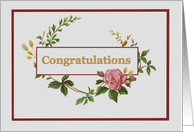 Congratulations, with Vintage Pink Rose card