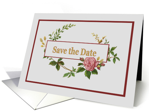 Save the Date, Invitation with Vintage Pink Rose card (1376522)