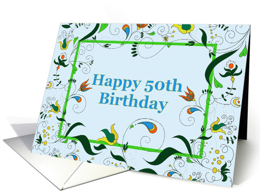 Happy 50th Birthday, Retro Floral Paisley card (1378984)